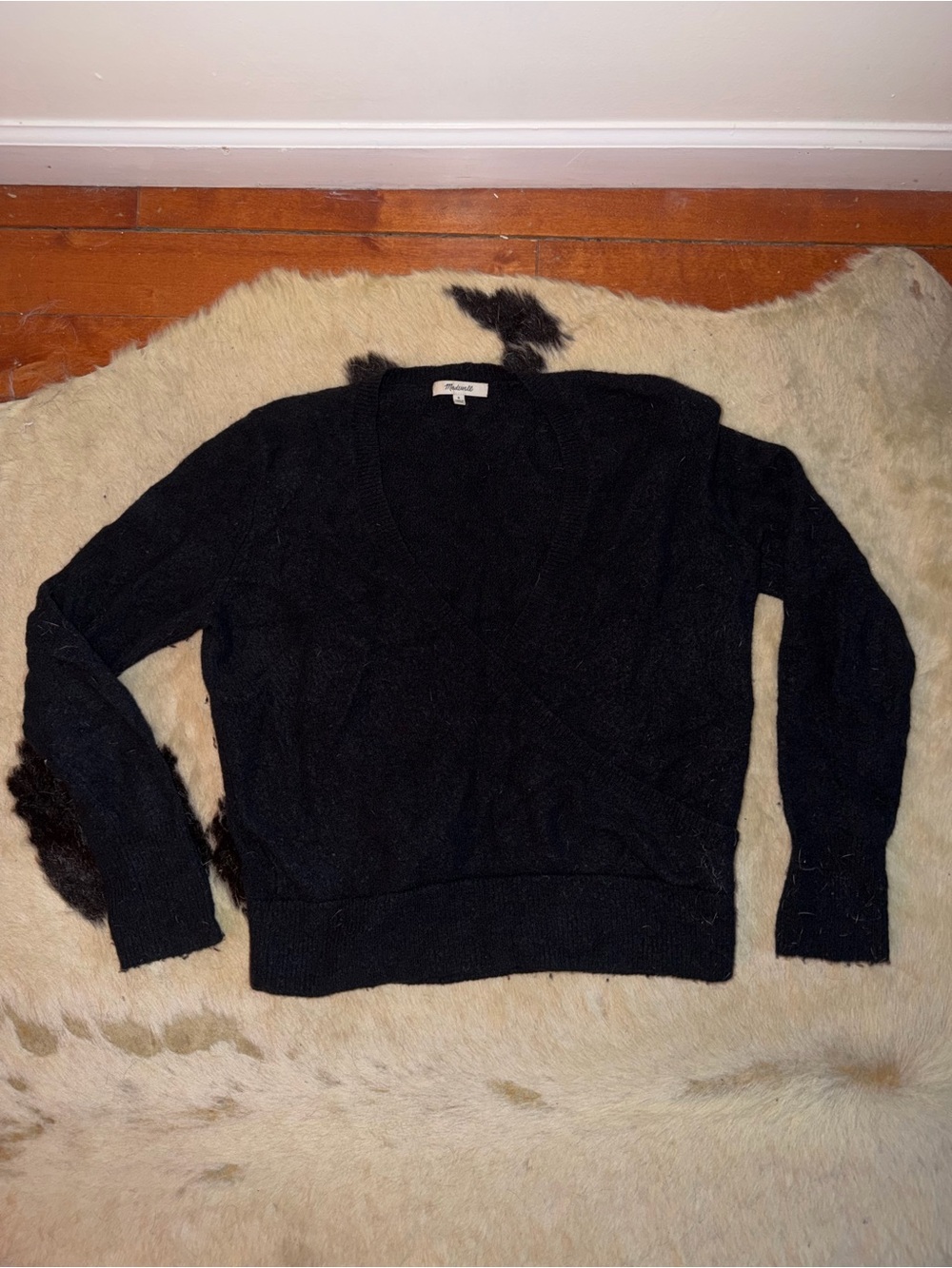 Madewell Black V-Neck Wrap Sweater